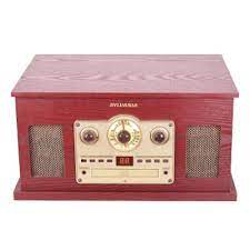 Sylvania 6-in-1 Nostalgic Bluetooth Turntable with CD, Cassette, AUX and AM/FM Radio - Wood